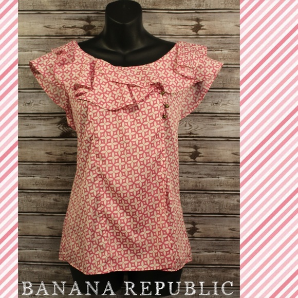 Banana Republic Tops - Patterned Ruffled Wrap Blouse by Banana Republic